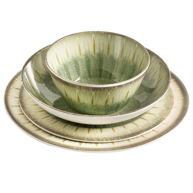 Miss Yip MissYip Melamine Dinnerware Set, 16 Piece for 4, Unbreakable Kitchen Plastic Plates and Bowls set, Indoor and Outdoor Use Tableware, BPA Free, Dishwasher Top Safe, Not Microwave, Not Oven(Green) - Image 3