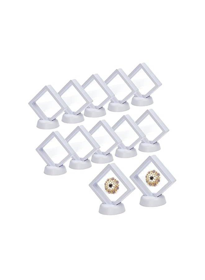 KASTWAVE 3D Floating Thin Film Jewelry Storage Box, Transparent Frame Display Case Holder for Ring Necklace Bracelet Earring, Dustproof Challenge Coin Medallion Display Case Stand (White) - Image 2