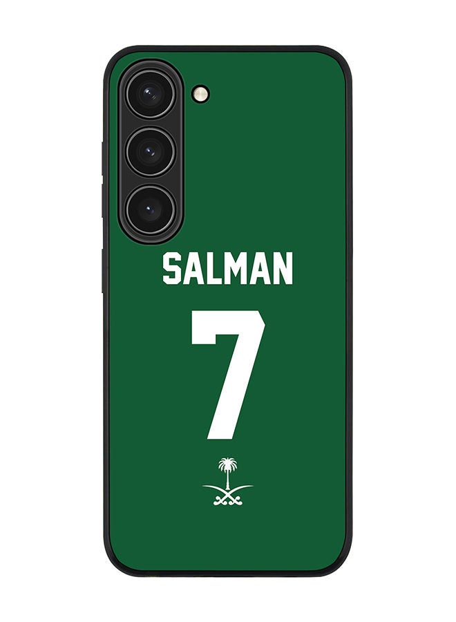 Stylizedd Rugged Black edge case for Samsung Galaxy S23 5G Slim fit Soft Case Flexible Rubber Edges Anti Drop TPU Gel Thin Cover - Football Team - Saudi Arabia Player Name - Salman - Image 1