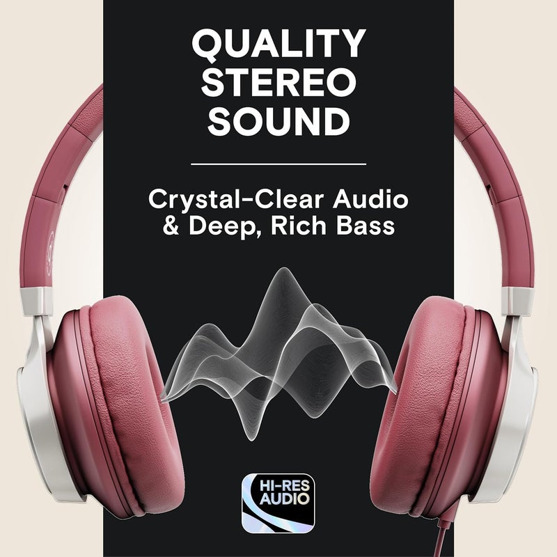 Artix CL750 On-Ear Headphones Wired with Mic and Volume Control — Noise Isolating Corded Over Ear Headphones with Microphone for Laptop and Computer, Plug in Headset with Cord (Aux Jack 3.5mm) - Image 2