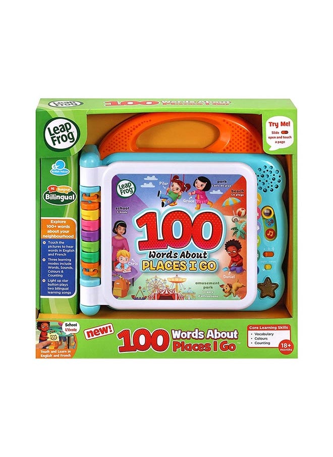 LeapFrog - 100 Words About Places I Go Learning Book, Pre School Book for Kids, Musical Learning Toy with Objects and People, Educational Toy Book with Facts and Sound Effects, Kids Aged 18 Months +
(Bilingual: UK+FR) - Image 1