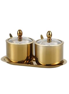 Arabest 2 Pcs Stainless Steel Seasoning Box,Spice pot seasoning bottle Salt Pepper sugar storage bottle With Spoon and Clear Lid for home and kitchen  - Image 1