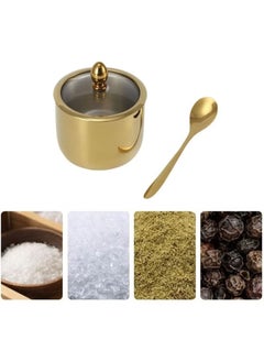 Arabest 2 Pcs Stainless Steel Seasoning Box,Spice pot seasoning bottle Salt Pepper sugar storage bottle With Spoon and Clear Lid for home and kitchen  - Image 2