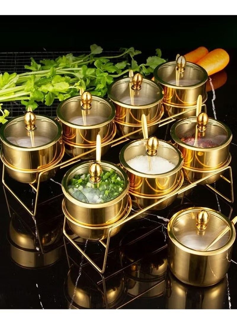 Arabest 2 Pcs Stainless Steel Seasoning Box,Spice pot seasoning bottle Salt Pepper sugar storage bottle With Spoon and Clear Lid for home and kitchen - Image 5