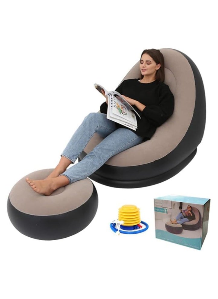 SUKILO Inflatable Air Sofa Bed Set – 2-in-1 Air Chair with Ottoman, 150 kg Load Capacity, Includes Electric Air Pump, Multi-Purpose Indoor & Outdoor Lounger  - Image 1