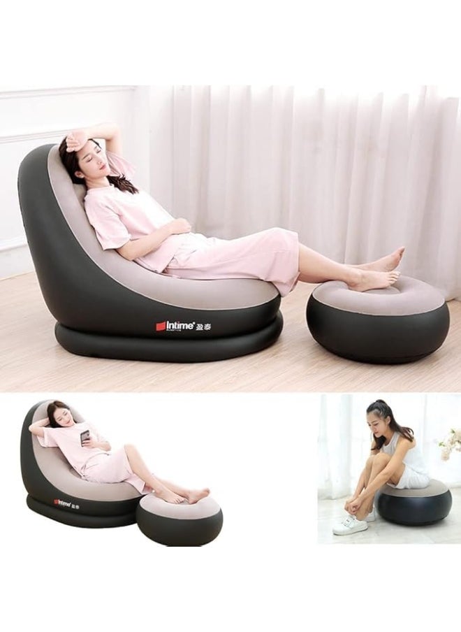 SUKILO Inflatable Air Sofa Bed Set – 2-in-1 Air Chair with Ottoman, 150 kg Load Capacity, Includes Electric Air Pump, Multi-Purpose Indoor & Outdoor Lounger  - Image 3