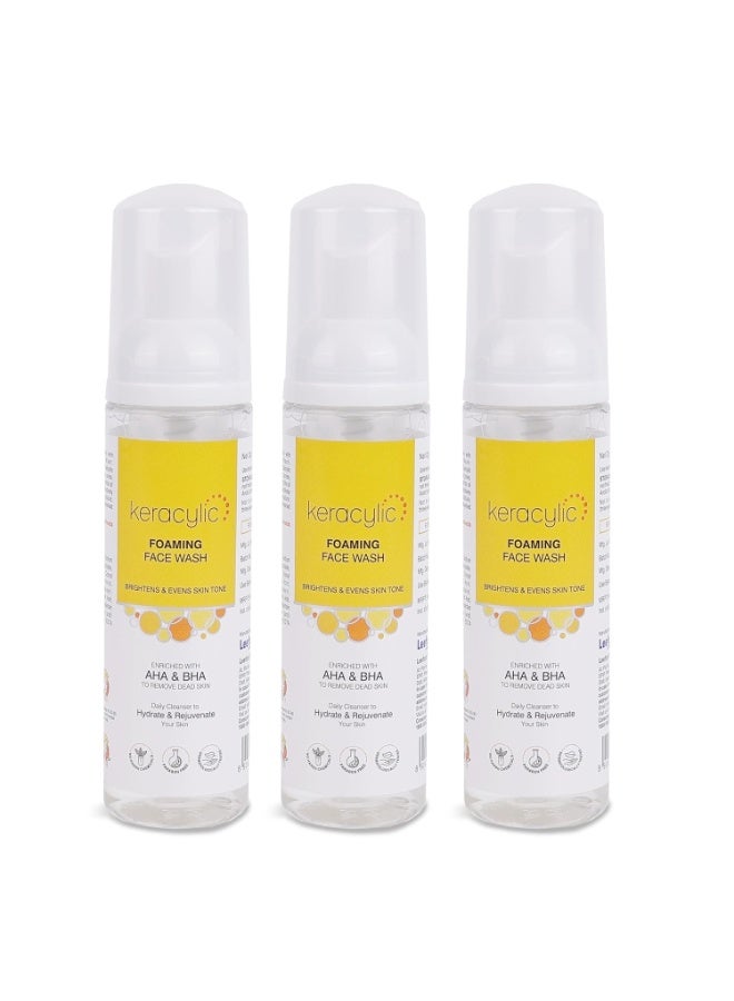 Leeford Keracylic Foaming Face Wash with Salicylic, Glycolic Acid & Aloe Vera 60ml | Oil Control & Gentle Exfoliation | Anti-Acne Cleanser for Oily, Acne-Prone, Combination Skin (Pack of 3) - Image 1
