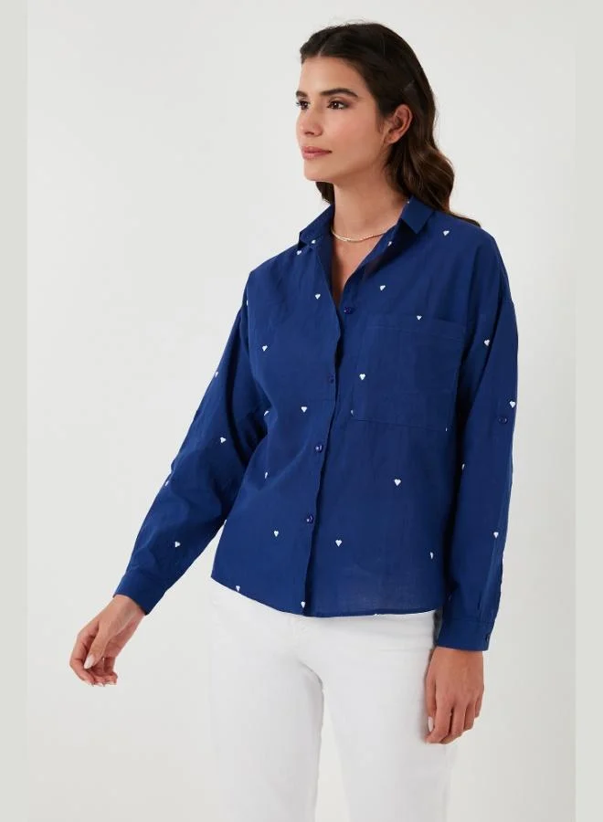 Lela Lela Heart Cotton Regular Fit Single Pocket Shirt Women's SHIRT 514303917