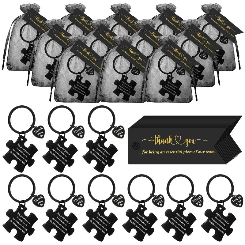 Equsion 12 Sets Inspirational Keychain with Thank You Tag Cna Week Gifts Bulk 2026 for Nurse Team Coworker Graduation Favors Black - Image 2