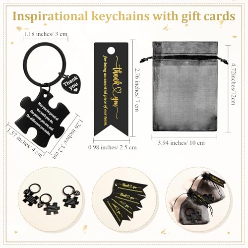 Equsion 12 Sets Inspirational Keychain with Thank You Tag Cna Week Gifts Bulk 2026 for Nurse Team Coworker Graduation Favors Black - Image 3