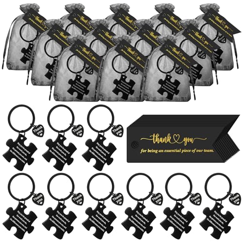 Equsion 12 Sets Inspirational Keychain with Thank You Tag Cna Week Gifts Bulk 2026 for Nurse Team Coworker Graduation Favors Black - Image 1