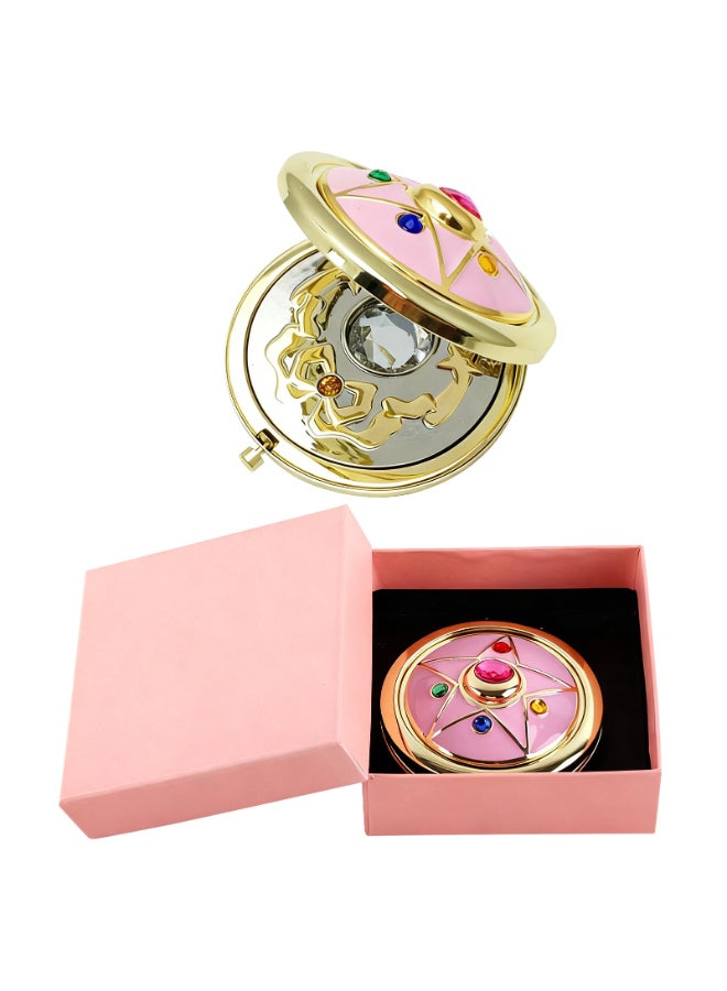 shenruifa Portable Up Mirror Japanese Cute Anime Flip Flop Portable Transformer Silver Crystal Folding Pink - Image 2
