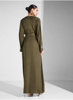 hayas closet Embellished Jalabiya with Belt  - Image 2