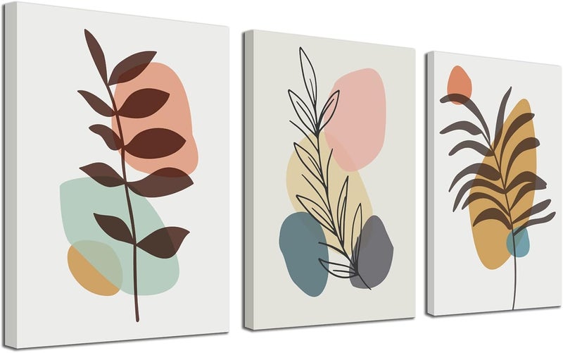 Faxiasho Boho Leaf Canvas Prints - 3 Panels - Image 1