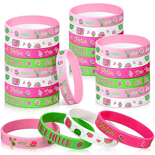 Capoda 24 Pcs One in a Melon Party Decorations Watermelon Themed First Birthday Wristbands Summer Fruit Party Silicone Bracelets for Kids 1st Birthday Baby Shower Supplies - Image 1