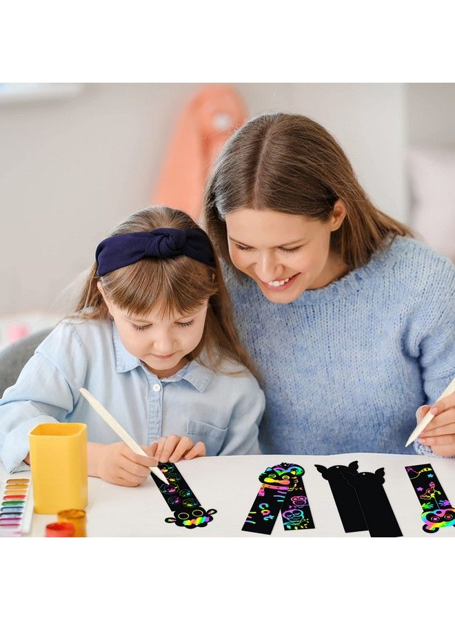 MALLMALL6 70Pcs Animal Scratch Bookmarks Rainbow Scratch Diy Hang Tags Party Favors Theme Birthday Party Classroom School Supplies Decorations Crafts Kit For Kids - Image 4