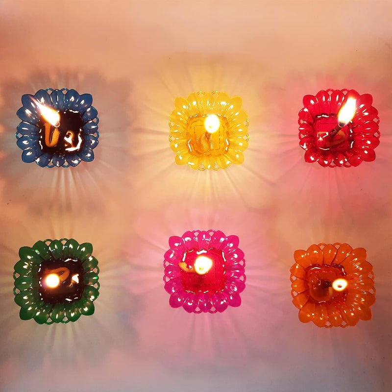 Ascension 12 Designer Reflextion Reusable Flower Diya Deepak Colourful Reflection Diya Sai Diya Deepak Sairam Deepak Decorative Dussehra Diwali Deepak Oil Diye for Decoration Design4 - Image 5