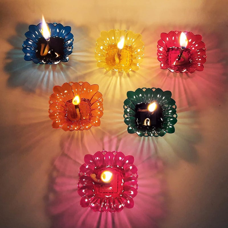 Ascension 12 Designer Reflextion Reusable Flower Diya Deepak Colourful Reflection Diya Sai Diya Deepak Sairam Deepak Decorative Dussehra Diwali Deepak Oil Diye for Decoration Design4 - Image 4