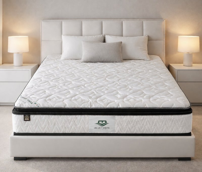 ريكسال هوم مرتبة ريكسال هوم فيلفيت فيستا بنوابض بونيل بصلابة متوسطة 190 × 90 × 30 سم – سطح علوي مبطن ناعم، قماش قابل للتنفس، مرتبة مريحة للاستخدام اليومي - Image 1