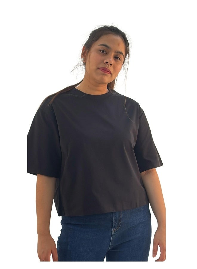 JOANNA JOANNA 193297 Women's Oversized Crew Neck Short Sleeve T-Shirt - Black  - Image 1