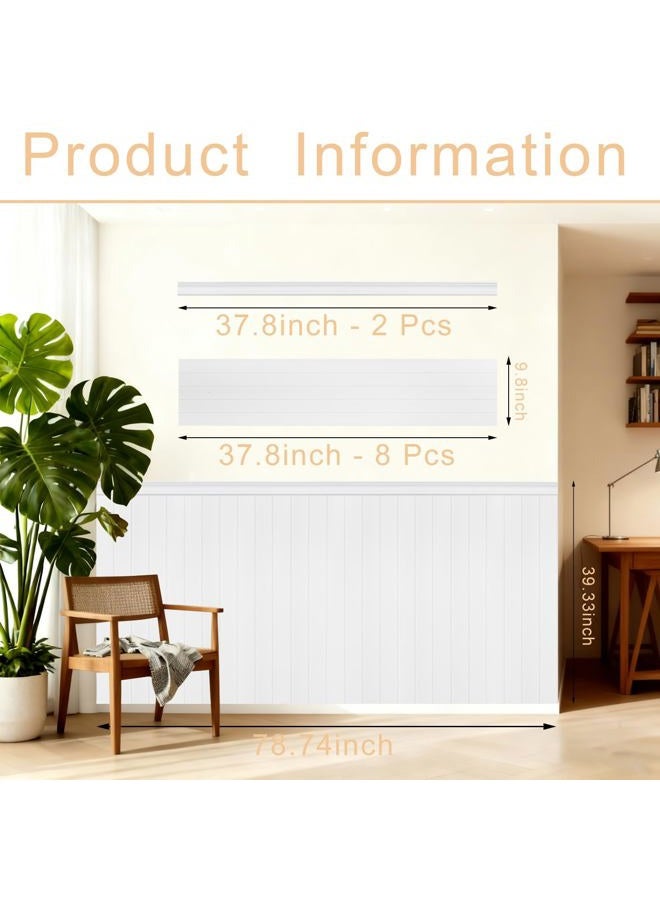 TRAIN2 ART Pre-Cut Wainscoting Panels Kit, WPC Slats Accent Wall Panel for Home Decor Covers 39 x 79 in, Ready to Assemble Decorative Beadboard Panels for Interior Wall Moulding (Style 02) - Image 2