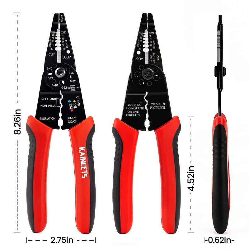 KAIWEETS Wire Stripper 10-22 AWG Wire Splicer Cable Stripper Multipurpose Wire Stripping Tool Electrical Wire Pliers with Screw Cutter - Image 5