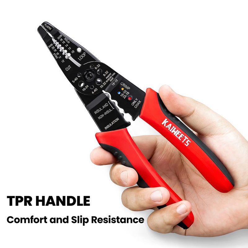 KAIWEETS Wire Stripper 10-22 AWG Wire Splicer Cable Stripper Multipurpose Wire Stripping Tool Electrical Wire Pliers with Screw Cutter - Image 4