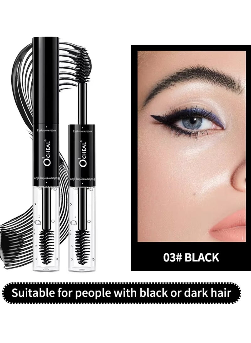 OCHEAL Double Head Eyebrow Styling Gel and Color Cream Natural Fast Drying Film Forming Waterproof and Sweatproof Brow Makeup Eyebrow Color Cream and Brow Styling Gel Black 03 - Image 2