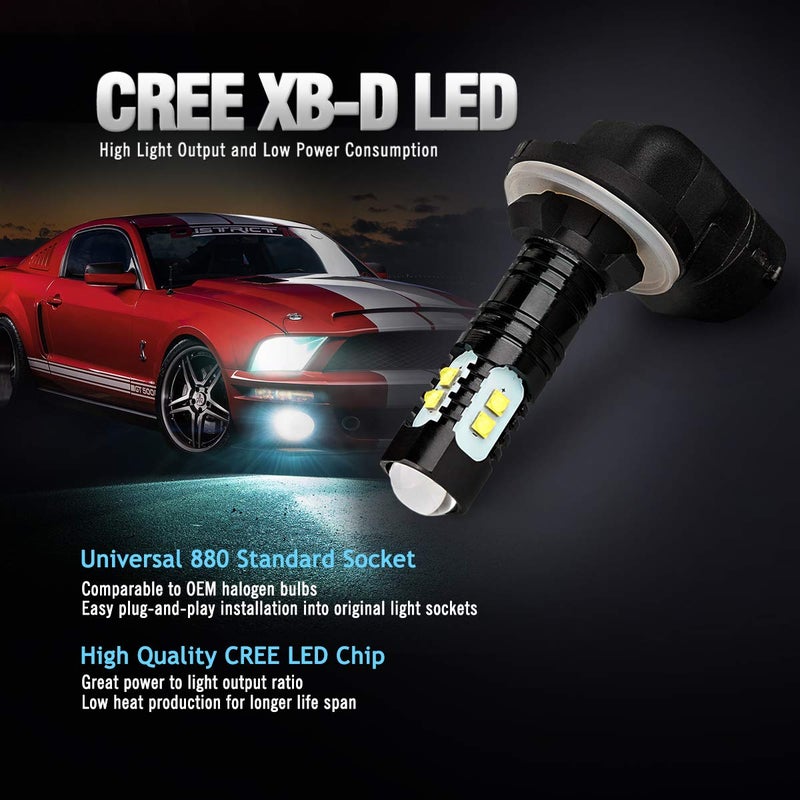 Antline Extremely Bright 50W High Power 881 889 886 894 896 LED Fog Light Bulbs Xenon White for DRL or Fog Lights (Packs of 2) - Image 4