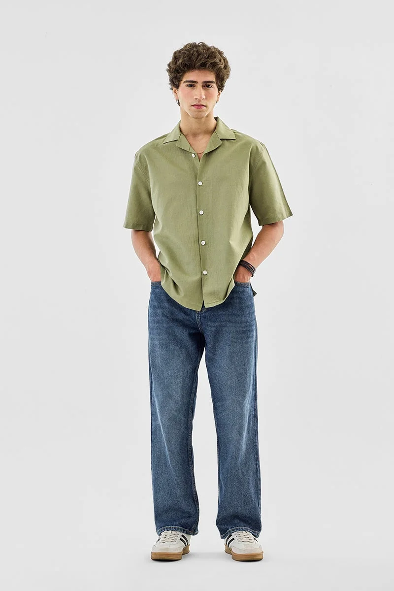 SNITCH Cuban Collar Linen Blend Shirt