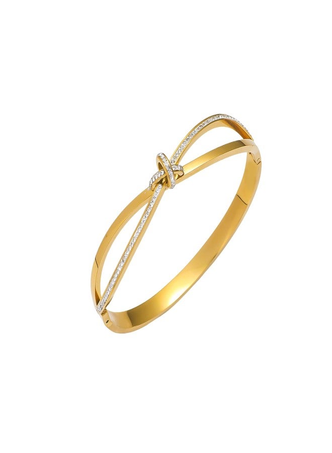 MONOZO Women's Stainless Steel Cuff Bracelet Anti Tarnish Cuff Bracelet | 18k Gold Plated Kada Bangle for Women & Girls (CB05) - Image 1
