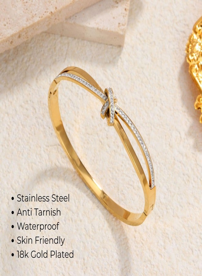 MONOZO Women's Stainless Steel Cuff Bracelet Anti Tarnish Cuff Bracelet | 18k Gold Plated Kada Bangle for Women & Girls (CB05) - Image 5
