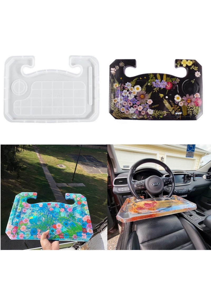 JEYUQAXY JEYUQAXY Steering Wheel Tray Resin Molds DIY Resin Epoxy Casting Craft Car Table Mount Steering Wheel Tray Desk for Laptop  Food 