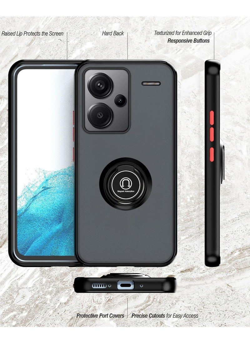 Case For Xiaomi Redmi Note 13 Pro Plus 5G Rotational Metal Ring Grip Kickstand Cover Magnetic Car Mount Holder Case Shockproof TPU Bumper for Redmi Note 13 Pro Plus 5G