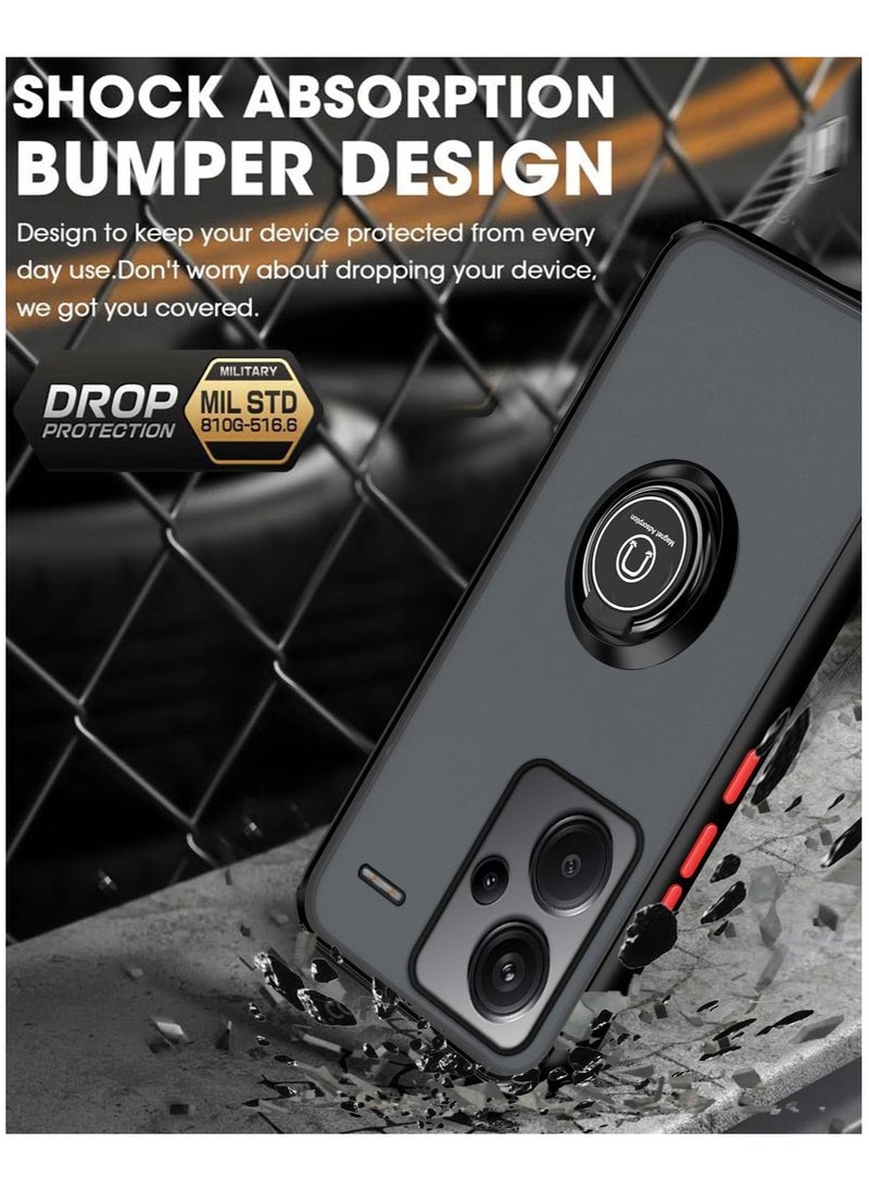 Case For Xiaomi Redmi Note 13 Pro Plus 5G Rotational Metal Ring Grip Kickstand Cover Magnetic Car Mount Holder Case Shockproof TPU Bumper for Redmi Note 13 Pro Plus 5G