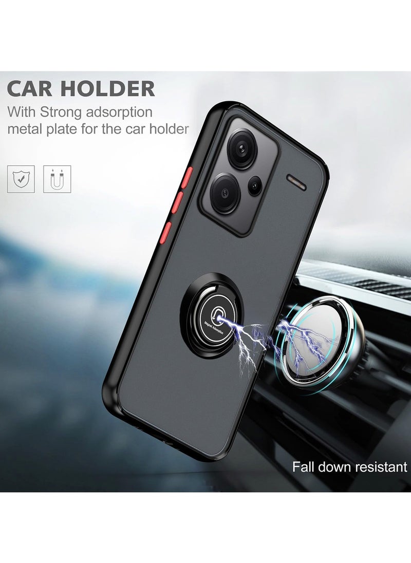 Case For Xiaomi Redmi Note 13 Pro Plus 5G Rotational Metal Ring Grip Kickstand Cover Magnetic Car Mount Holder Case Shockproof TPU Bumper for Redmi Note 13 Pro Plus 5G