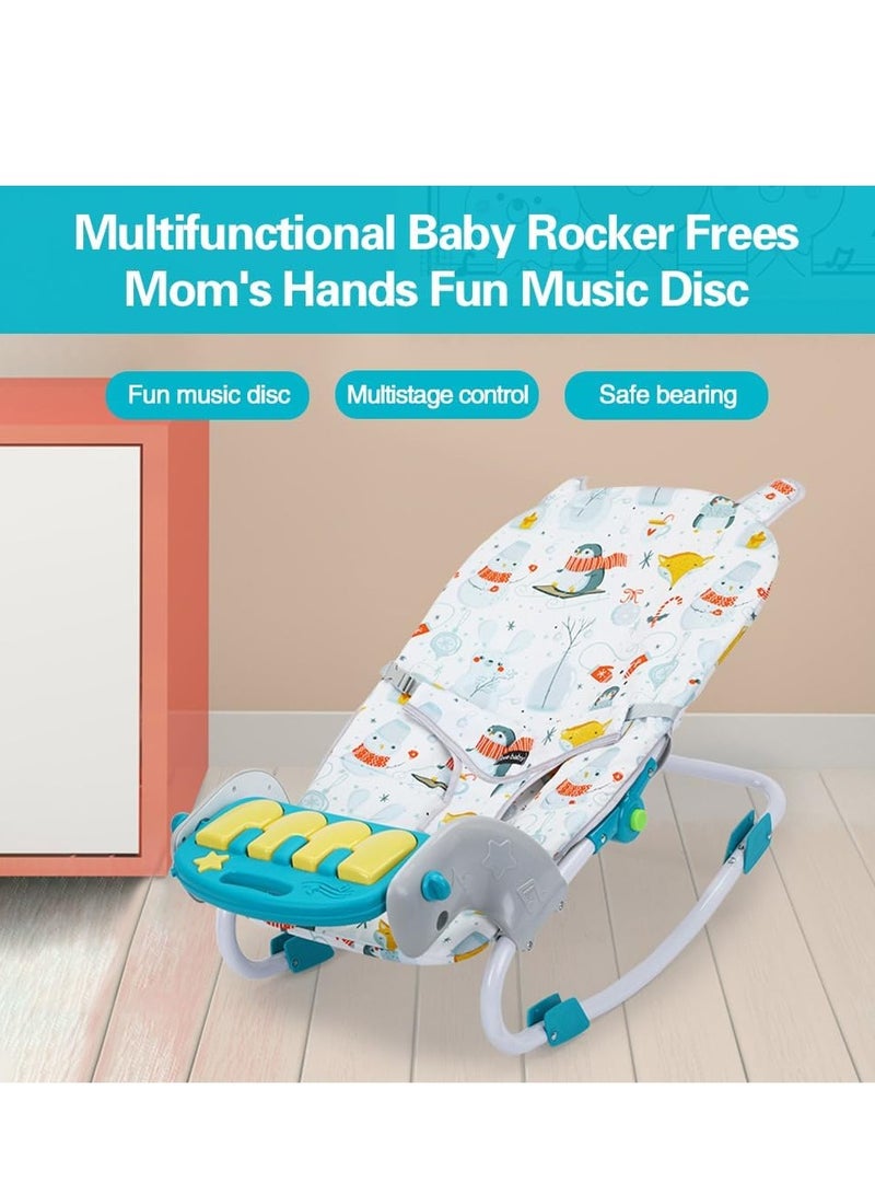 0TO1 TECH Baby Rocking Chair, Multi-Function Music Bed Lightweight Foldable Children Rocking,  Multi-Position Recline, Safety Belt and Removable nursery Toys for newborn Boy Girl - Image 2