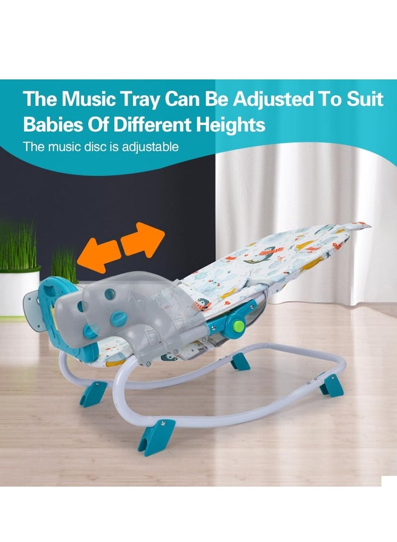 0TO1 TECH Baby Rocking Chair, Multi-Function Music Bed Lightweight Foldable Children Rocking,  Multi-Position Recline, Safety Belt and Removable nursery Toys for newborn Boy Girl - Image 3