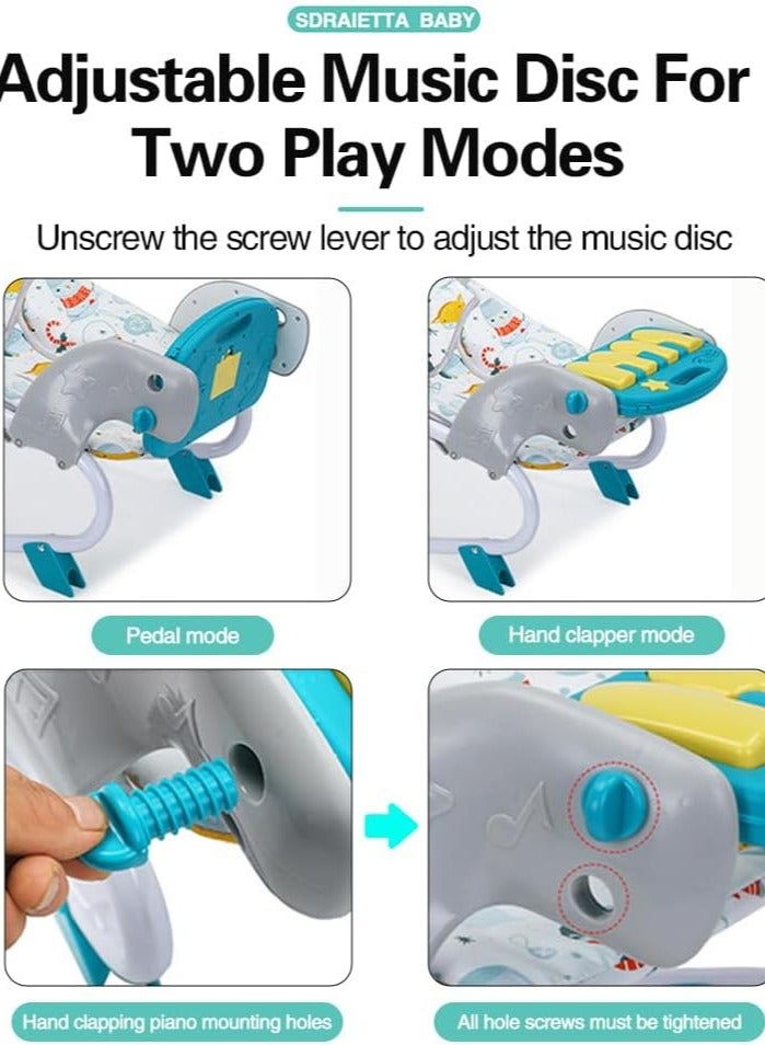 0TO1 TECH Baby Rocking Chair, Multi-Function Music Bed Lightweight Foldable Children Rocking,  Multi-Position Recline, Safety Belt and Removable nursery Toys for newborn Boy Girl - Image 4