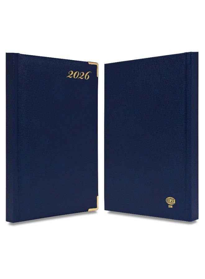 FIS مفكرة 2026، حجم A5 (148x210 مم)، غلاف صلب من مواد الفينيل، جانب واحد مبطن، زوايا ذهبية، إنجليزي، ورق أبيض 60 جرام، لون أزرق - FSDI22E26BL - Image 2