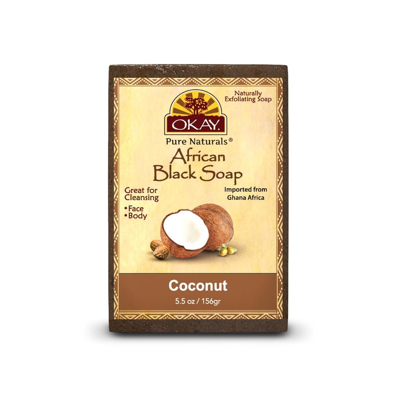 OKAY Pure Naturals AFRICAN BLACK SOAP COCONUT 55oz  156gr