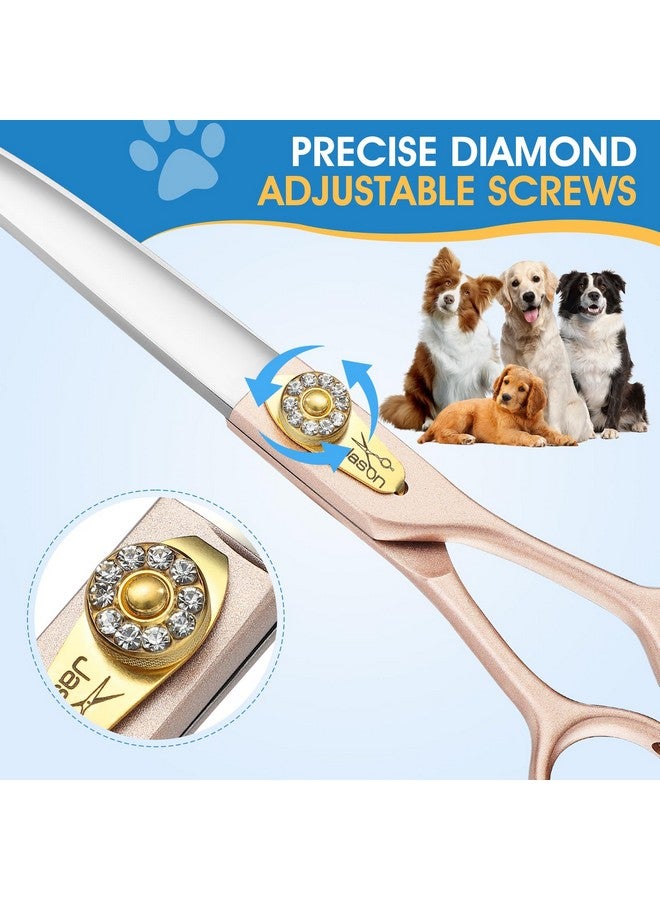 جيسون مقص جيسون للعناية بالكلاب، مقاس 7.5 بوصة - مقص منحني احترافي بمقبض مريح، مقص ياباني للحيوانات الأليفة مصنوع من الفولاذ المقاوم للصدأ 440C مع مسمار ماسي للكلاب والقطط والحيوانات الأخرى - Image 4