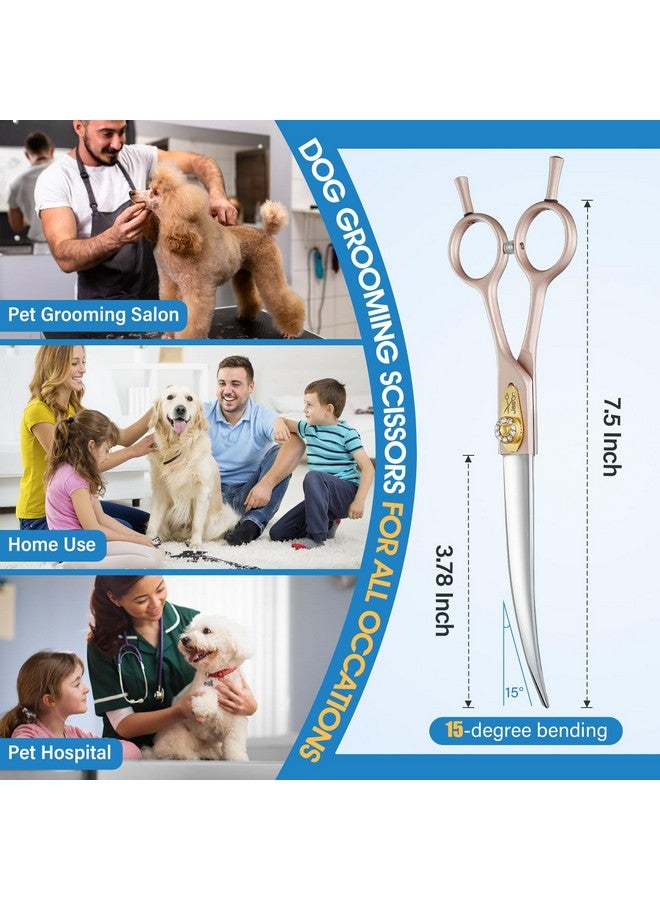 جيسون مقص جيسون للعناية بالكلاب، مقاس 7.5 بوصة - مقص منحني احترافي بمقبض مريح، مقص ياباني للحيوانات الأليفة مصنوع من الفولاذ المقاوم للصدأ 440C مع مسمار ماسي للكلاب والقطط والحيوانات الأخرى - Image 5