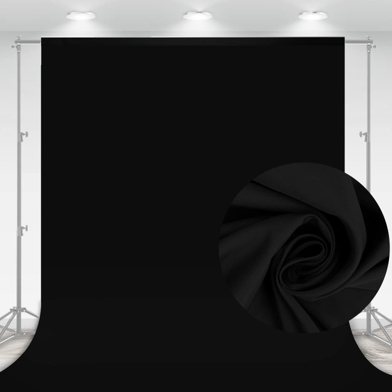 Aimosen 10 x 7 FT Black Backdrop Background for Photography, High Density Polyester Fabric Pure Black Photo Backdrop Curtain Screen Collapsible Seamless for Photoshoot Portraits Party Video Studio - Image 1