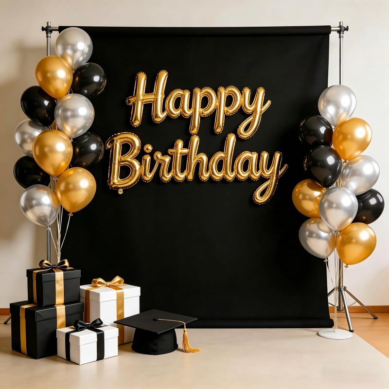 Aimosen 10 x 7 FT Black Backdrop Background for Photography, High Density Polyester Fabric Pure Black Photo Backdrop Curtain Screen Collapsible Seamless for Photoshoot Portraits Party Video Studio - Image 2