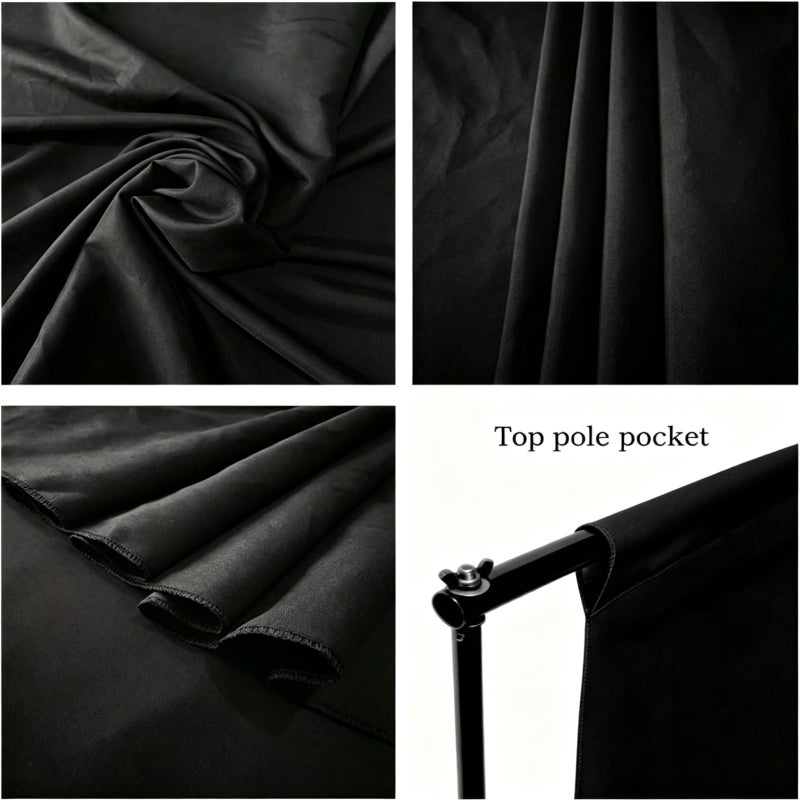 Aimosen 10 x 7 FT Black Backdrop Background for Photography, High Density Polyester Fabric Pure Black Photo Backdrop Curtain Screen Collapsible Seamless for Photoshoot Portraits Party Video Studio - Image 5
