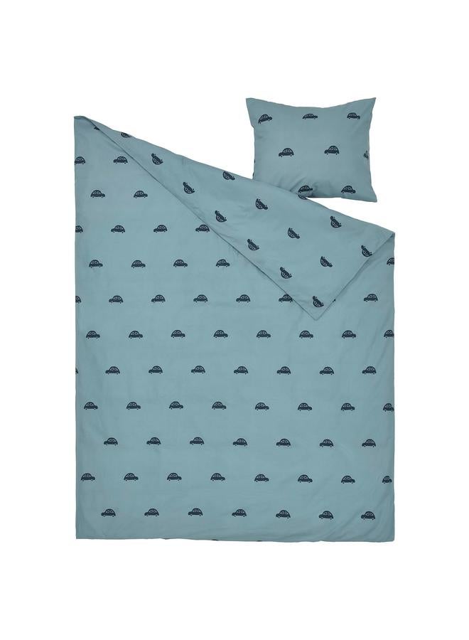 Zaboon Duvet cover and pillowcase, car pattern/blue, 150x200/50x80 cm - Image 2