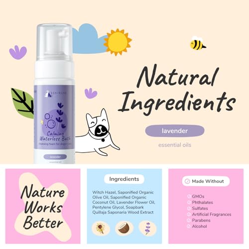kin+kind Waterless Dry Shampoo for Dogs - Rinse-Free, Eliminate Itch and Odor, Natural Formula with Witch Hazel, Coconut Oil, Olive Oil and Lavender - Made in USA - Image 4