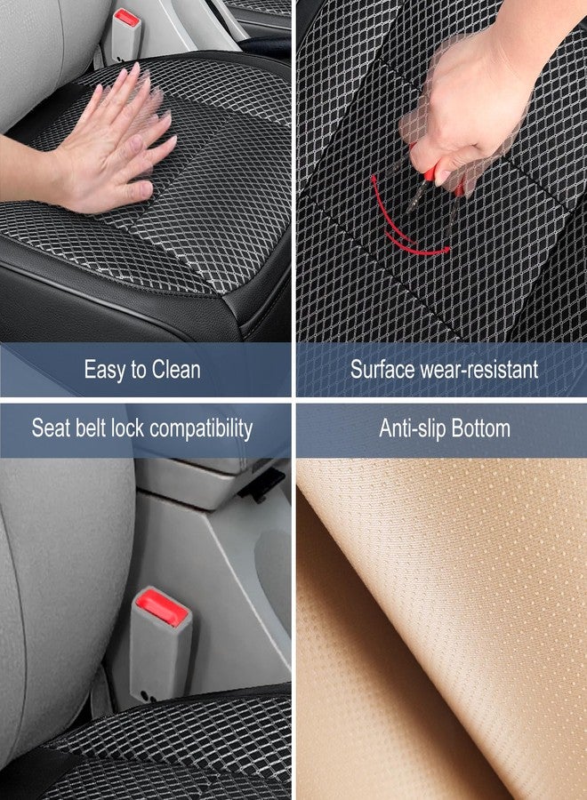 Qinlive 1 Pack Ventilated Cool Front Bottom Car Seat Cover, 3D Air Mesh Breathable Car Seat Protectors Mat Pad, Universal Fit Summer Cooling Auto Seat Cushion with Storage Pocket for Cars Trucks SUVs(Black) - Image 4