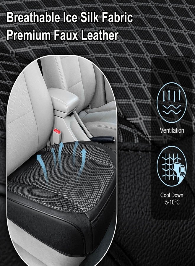 Qinlive 1 Pack Ventilated Cool Front Bottom Car Seat Cover, 3D Air Mesh Breathable Car Seat Protectors Mat Pad, Universal Fit Summer Cooling Auto Seat Cushion with Storage Pocket for Cars Trucks SUVs(Black) - Image 3